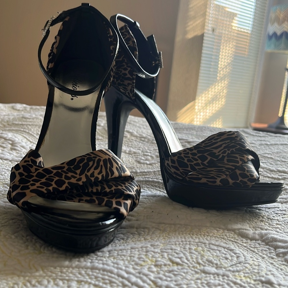 Satin Leopard Print Stilettos